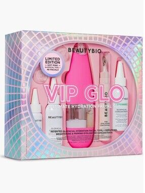 BeautyBio VIP GLO Ultimate Hydration Facial Set in pink Limited Edition $189